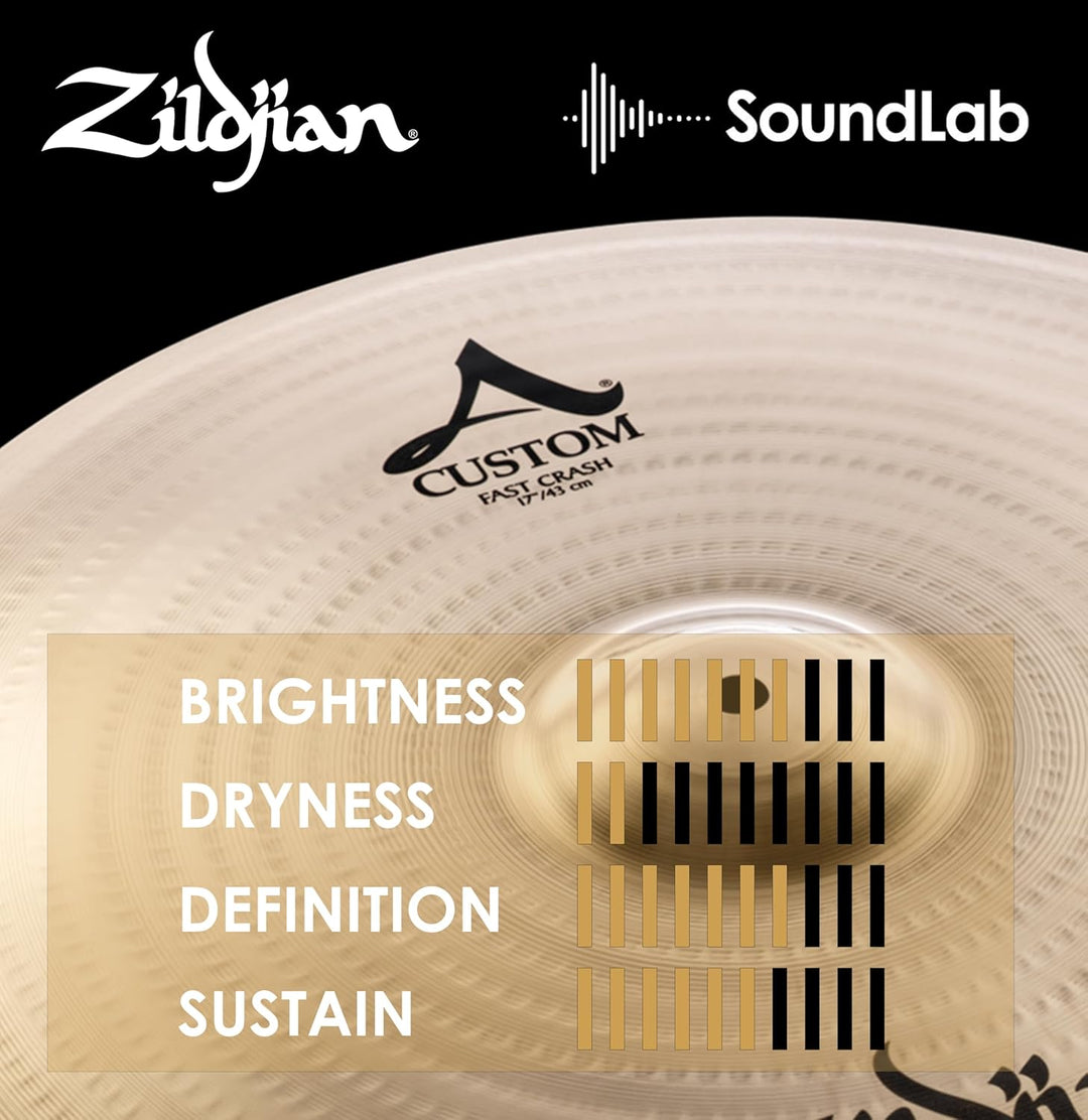 Zildjian A Custom Series - 17" Fast Crash Cymbal - Brilliant finish 17 Zoll, 17 Zoll