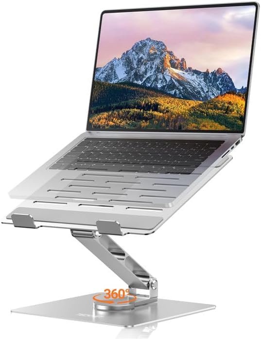 TECKNET Laptop Ständer mit 360 Drehbarer Basis, Laptopständer Höhenverstellbar, Faltbarer Laptop Sta