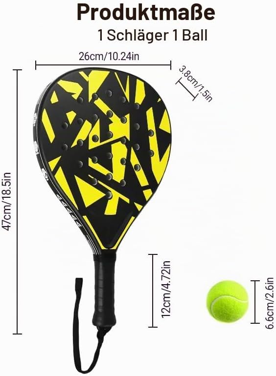 Padelracket – Robuster ABS-Schläger mit Eva-Schaumkern für Erwachsene, Ideal für Beach, Garten, Pool