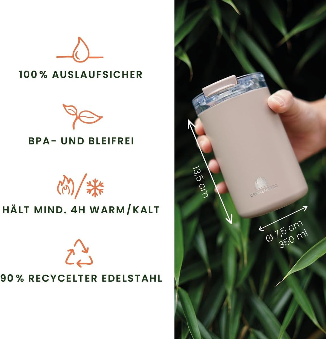 Groenenberg Thermobecher 350 oder 470ml | Kaffeebecher to go 100% Auslaufsicher | Hält mind. 4 h hei