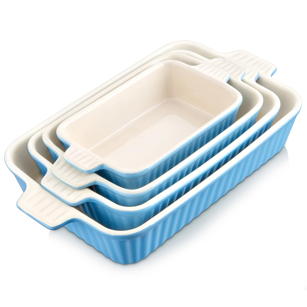 MALACASA, Serie Bake.Bake, 4 teilig Set Auflaufform Set, Ofenform aus Keramik & kratzfest | Backform
