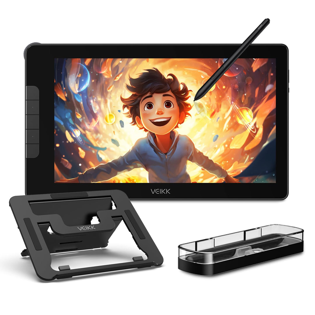 Grafiktablett mit Display mit 16384 Ebenen VEIKK Studio 16, 15,6 Zoll Drawing Tablet mit Display hat
