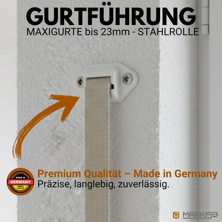 markiso® Rolladen Gurtführung, Gurtleitrolle für Rollladengurt bis 23mm | [Hergestellt in Deutschlan