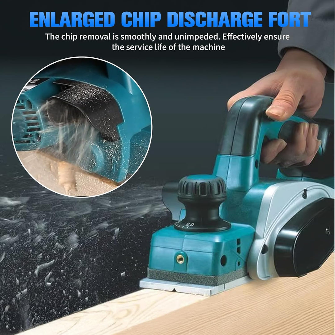 Akku-Hobel Kompatibel mit Makita 18V Akku – Einhandhobel mit 16500RPM, 0-2 mm Einstellbare Hobeltief