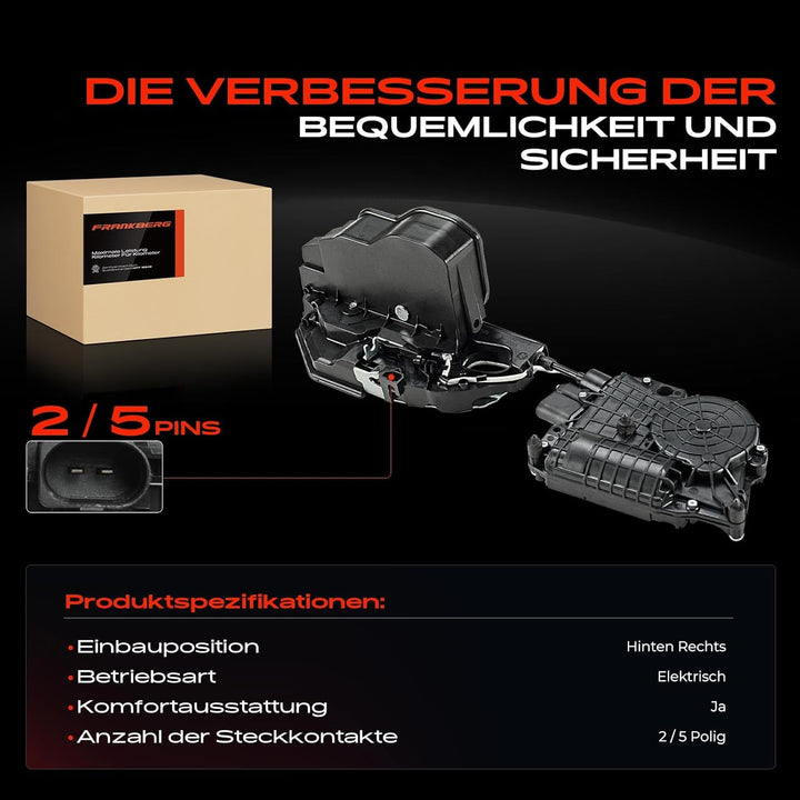 Frankberg Türschloss Stellmotor Hinten Rechts 2-Polig + 5-Polig Kompatibel mit X5 E70 SUV 2006-2013