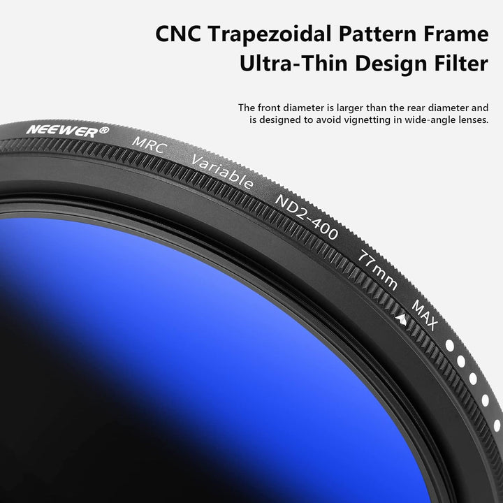 NEEWER ND2-ND400 Variabler ND-Filter 77mm (1-9 Stopps) mit mehrschichtiger Beschichtung, wasserdicht