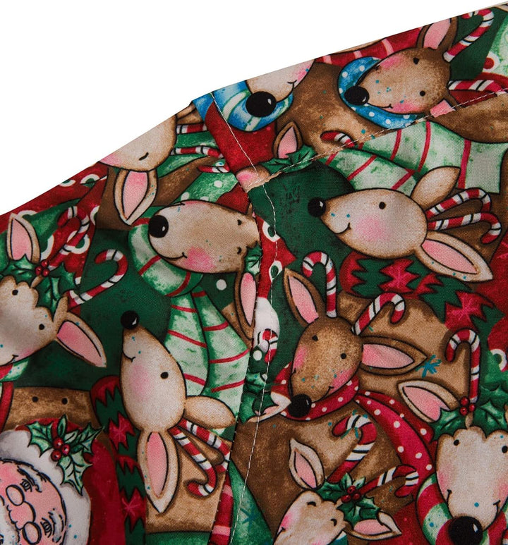 MOHEZ Herren Funky Christmas Print Weihnachtshemd Langarm Button Up Freizeithemd Rentier Santa Schne