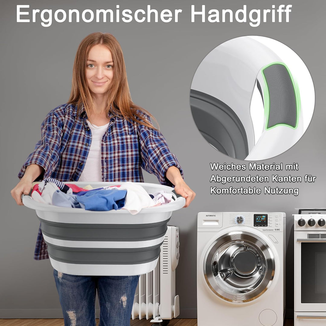 HENGMEI Wäschekorb aus Kunststoff 40L Faltbarer Zusammenklappbarer Wäschekörbe Wäschesammler Pfandfl