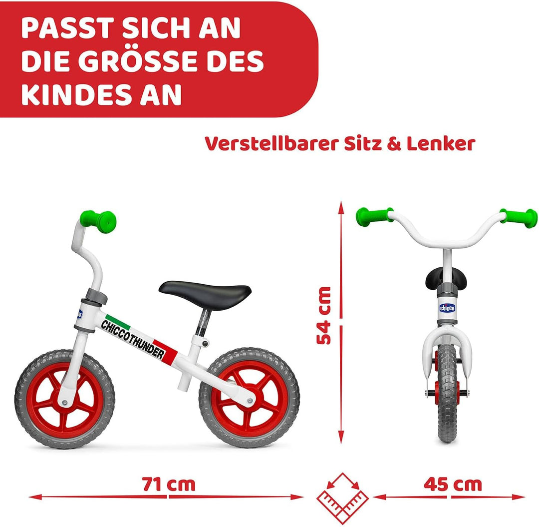 Chicco Thunder Laufrad für Kinder 2-5 Jahre, Kinder Laufrad fürs Gleichgewicht, mit höhenverstellbar