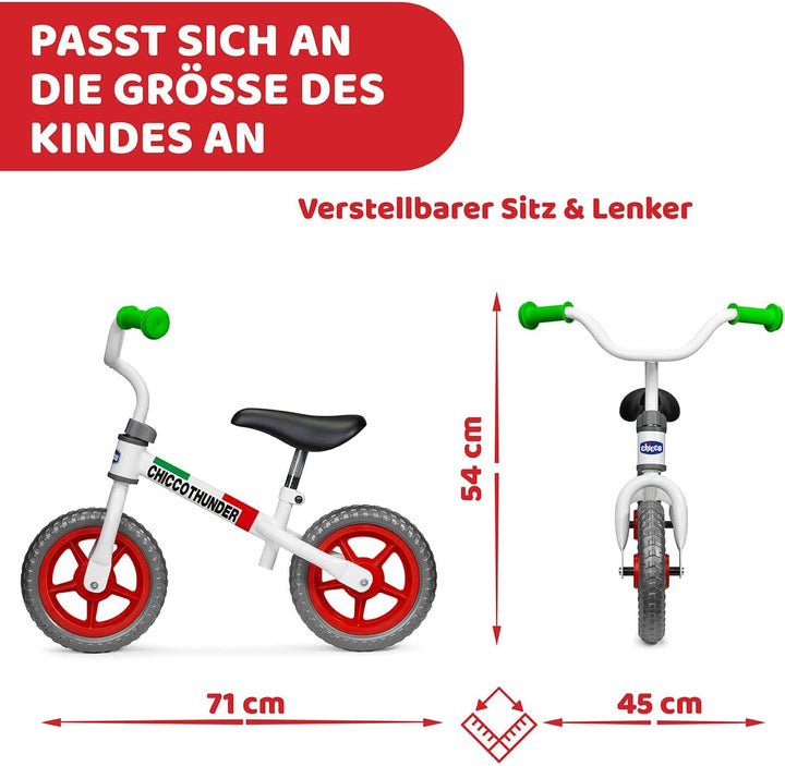 Chicco Thunder Laufrad für Kinder 2-5 Jahre, Kinder Laufrad fürs Gleichgewicht, mit höhenverstellbar