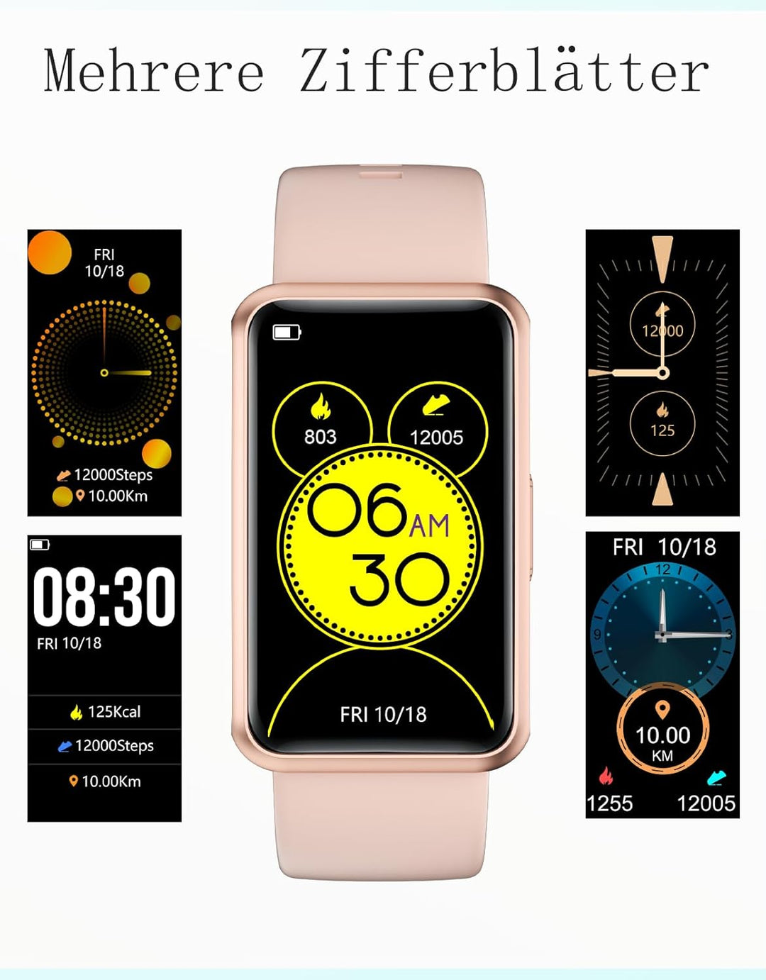 HUAKUA Schrittzähler Uhr (Ohne app und Handy) 1,47 Zoll Touchscreen Einfach Smartwatch Fitness Track