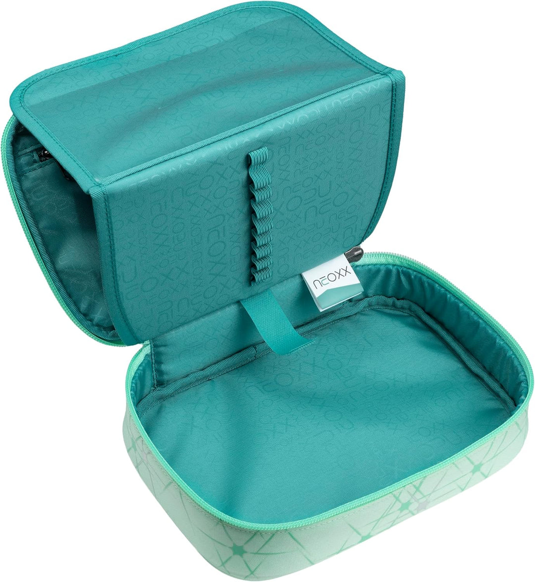 neoxx - Schlamperbox Dunk Mintastic – Platz für EIN Geodreieck – Stifte Flap mit 26 Stifteschlaufen