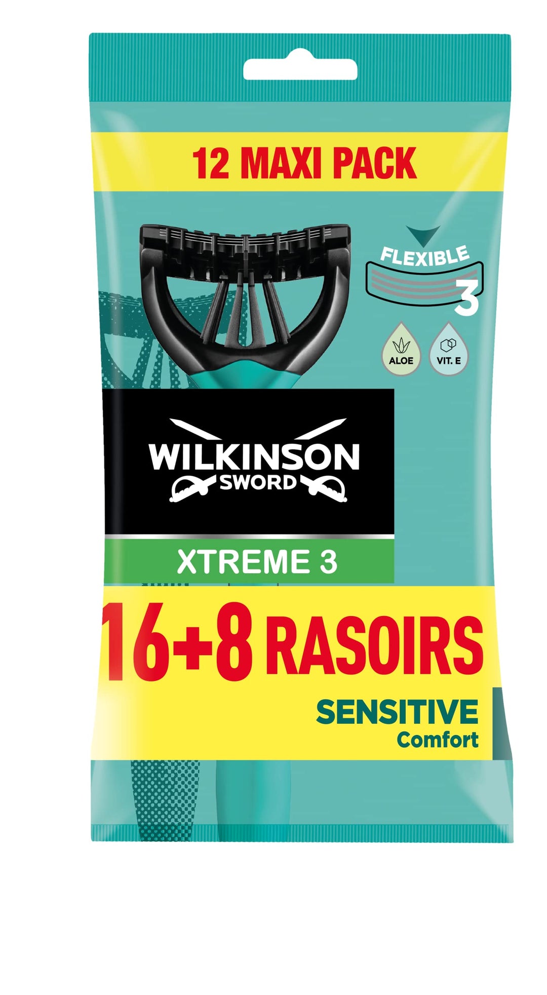 Wilkinson Xtreme 3 Pure Sensitive Einweg-Rasierklingen, 24 Stück 16 + 8 Stück, 16 + 8 Stück