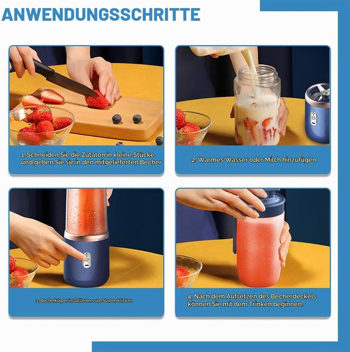 Tragbarer Mixer, 400ml Mixer Smoothie Maker to Go mit Digitalanzeige, Portabler Elektrischer Saftpre