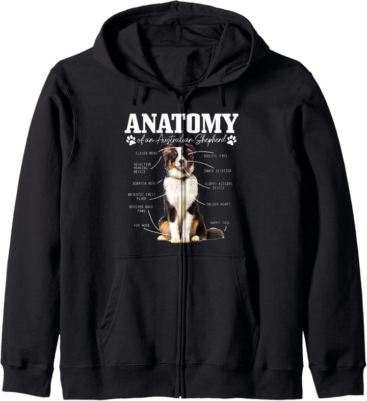 Anatomy Of An Australian Shepherd Lustiger Hund Mutter Papa Kapuzenjacke