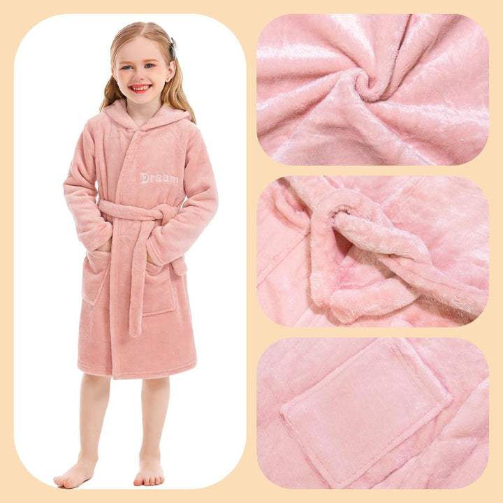 Unisex Baby Korallen Fleece mit Kapuze Morgenmantel Bademantel Jungen Mädchen Kleinkinder Pyjamas Na