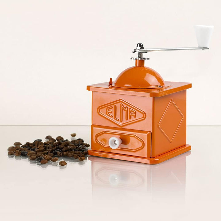 Elma Manuelle Kaffeemühle im Vintage-Stil aus Blech | Teller, dekorativer Gebrauch, 10,5 x 10,5 x 15