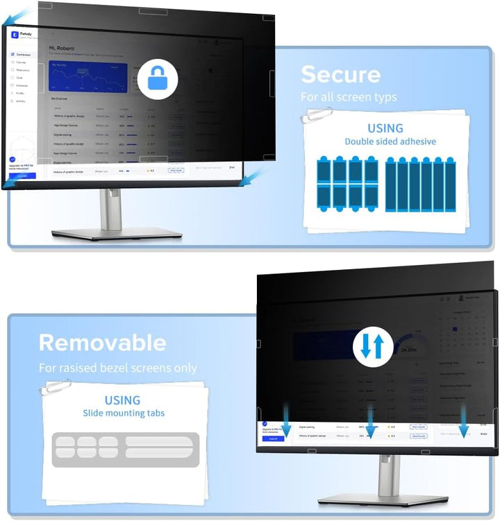 MOBDIK Abnehmbarer Computer Blickschutzfolie 28 Zoll für 16:9 Monitor, Anti Glare Blaulicht Filter,