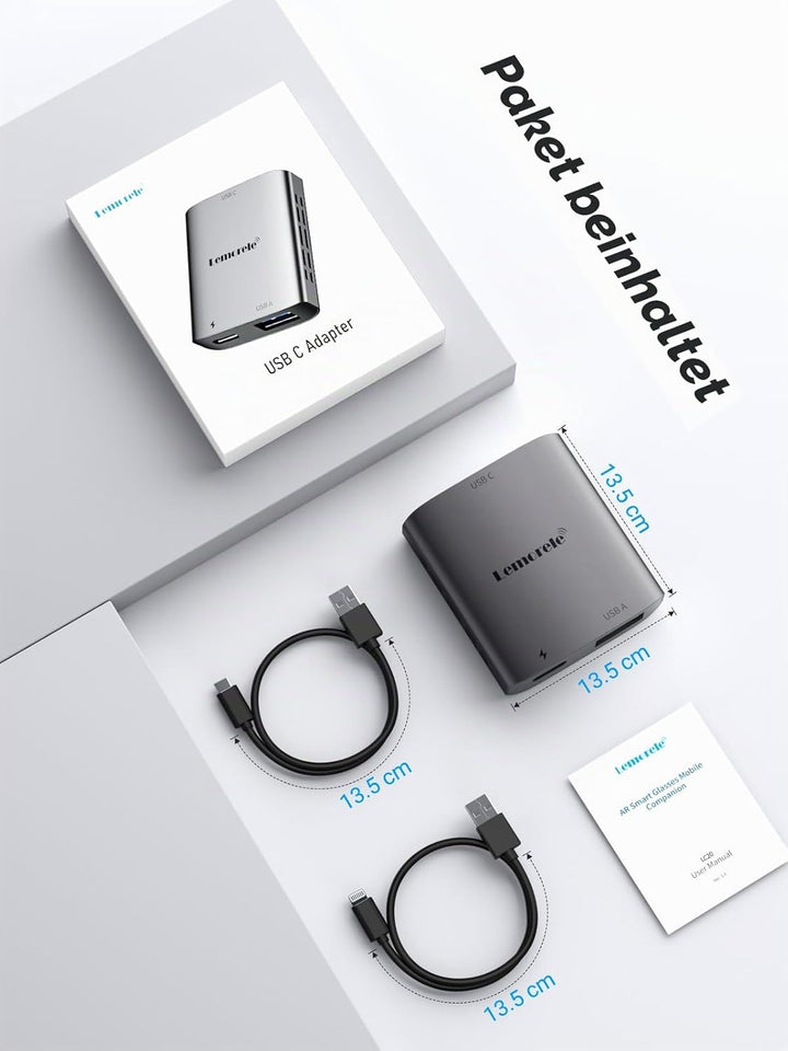 Lemorele Light ning zu USB-C Adapter, Light ning zu Typ-C Video für Nreal Air, Rokid Air, RayNeo AR,