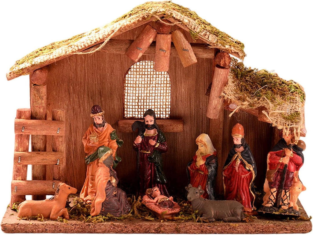 Gcroet Weihnachtsgebätten -Set Religiöse Krippe Szene &amp; Figuren für Weihnachten Innenkabine Dekorati