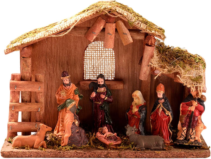 Gcroet Weihnachtsgebätten -Set Religiöse Krippe Szene &amp; Figuren für Weihnachten Innenkabine Dekorati