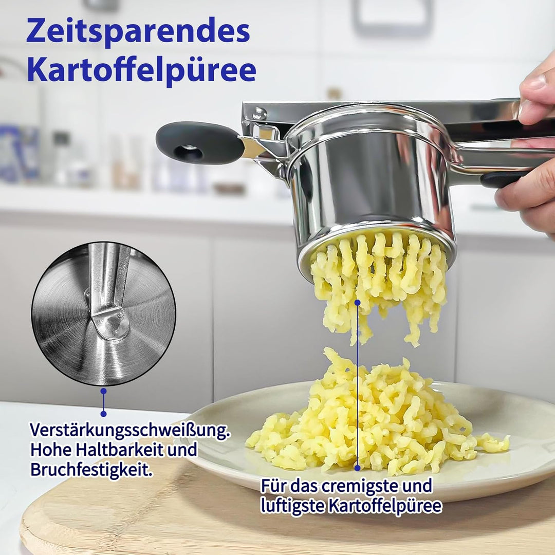 SPEENSUN Kartoffelpresse & Spätzlepresse aus Edelstahl (450 ML) mit 3 austauschbaren Sieben, rutschf