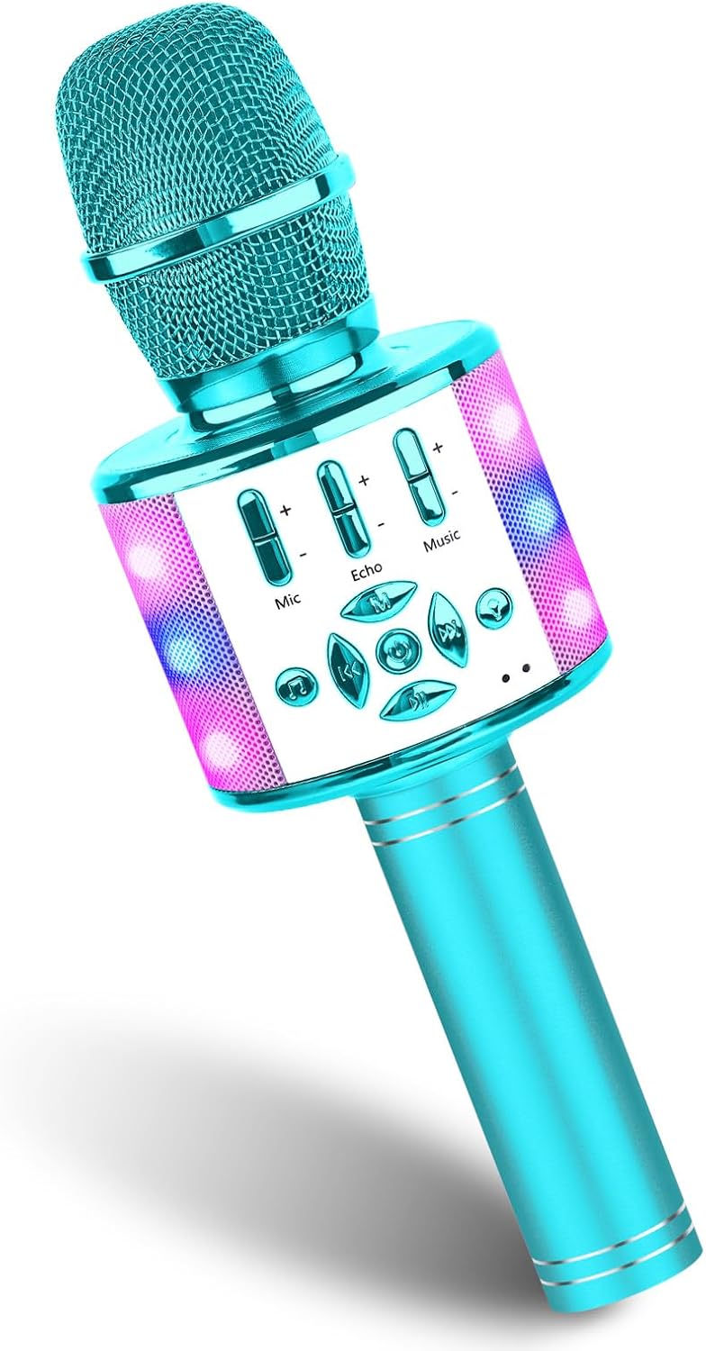 BONAOK Magic Sing Karaoke Mikrofon, Bluetooth Mikrofon Karaoke Kinder, 4 in 1 Sing Microphone, Draht