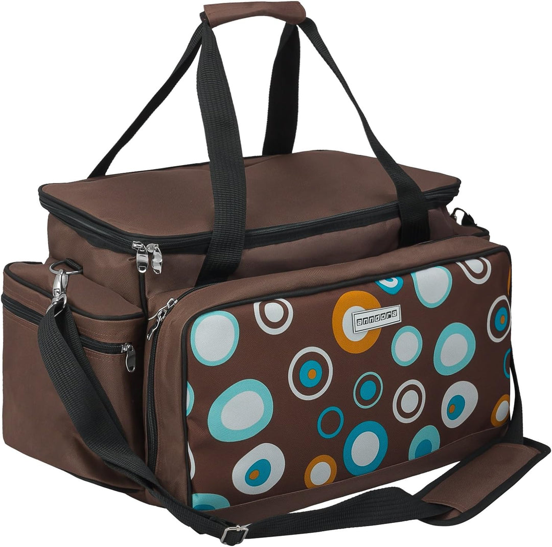 anndora XXL Picknicktasche 6 Personen braun - Vollausstattung 57 Teile Braun Hellblau