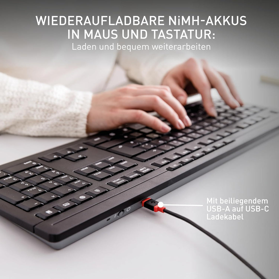 CHERRY STREAM DESKTOP RECHARGE, Kabelloses Tastatur-Maus-Set, Deutsches Layout (QWERTZ), 2,4 GHz Fun