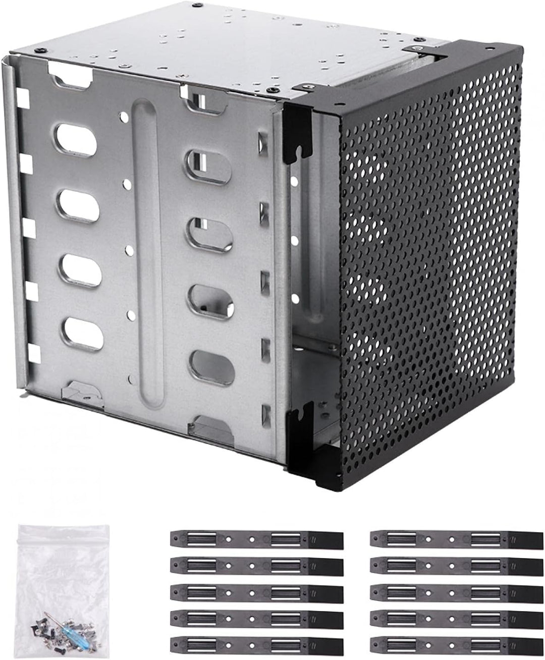 ALEOHALTER Festplattenkäfig, abnehmbare HDD-Fächer, 13,3 cm (5,25 Zoll) mit Lüfterraum, Edelstahlkäf