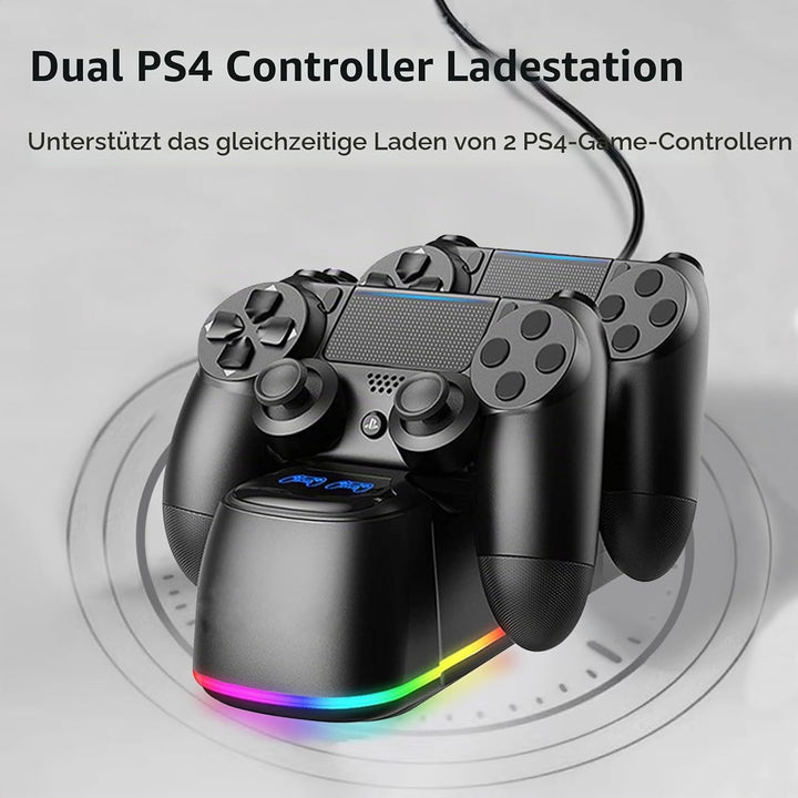 Controller Ladestation für PS4,Controller Ladestation für PS4 mit RGB Lichteffekt, Dual Controller G