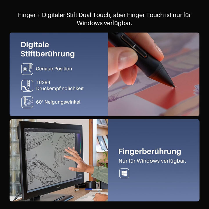HUION KAMVAS Pro 27 4K Auflösung UHD Grafiktablett mit Display, Zeichentablett mit Dual-Pen Powered