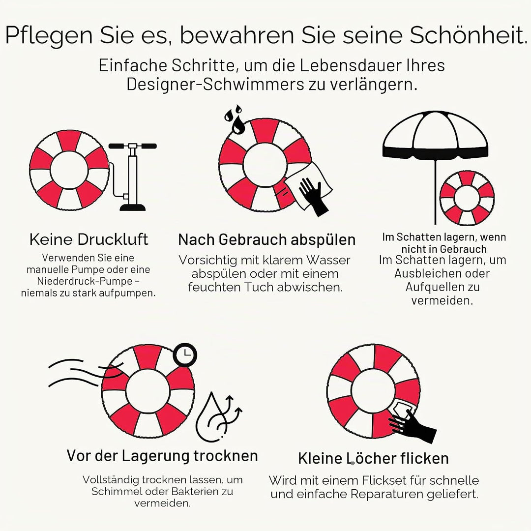 Petites Pommes Pool Inflatable Für Kinder – Robuster Schwimmreifen, Handbedrucktes Klassisches Strei