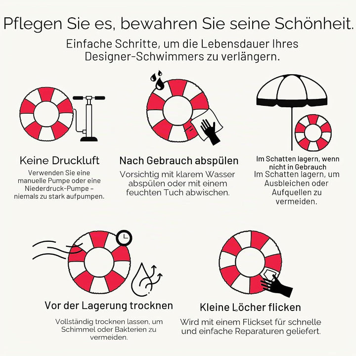Petites Pommes Pool Inflatable Für Kinder – Robuster Schwimmreifen, Handbedrucktes Klassisches Strei