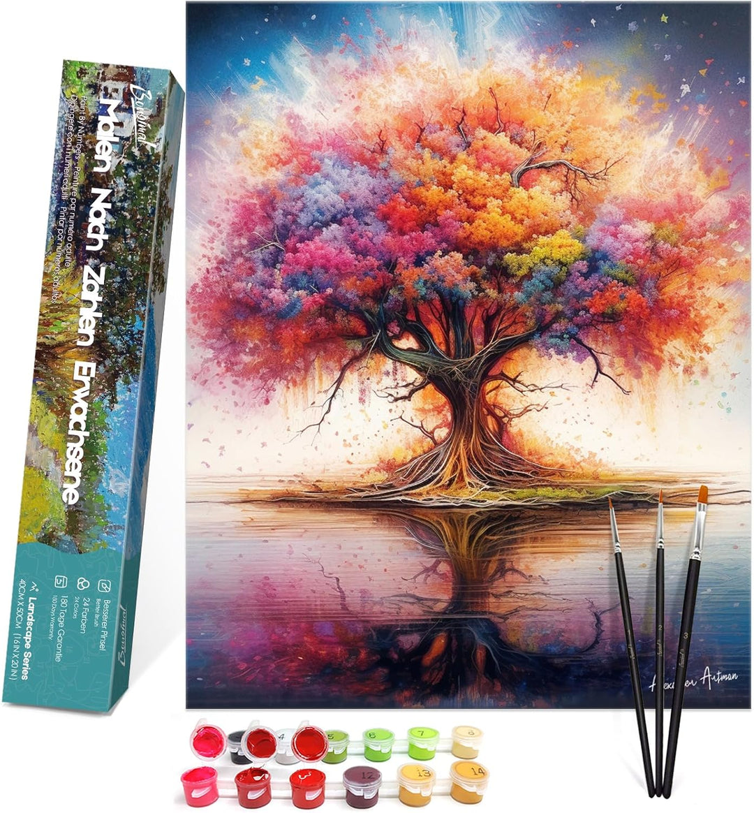 Bougimal Malen Nach Zahlen Erwachsene Landschaft ohne Rahmen inklusive Pinsel und Acrylfarben - 40 x