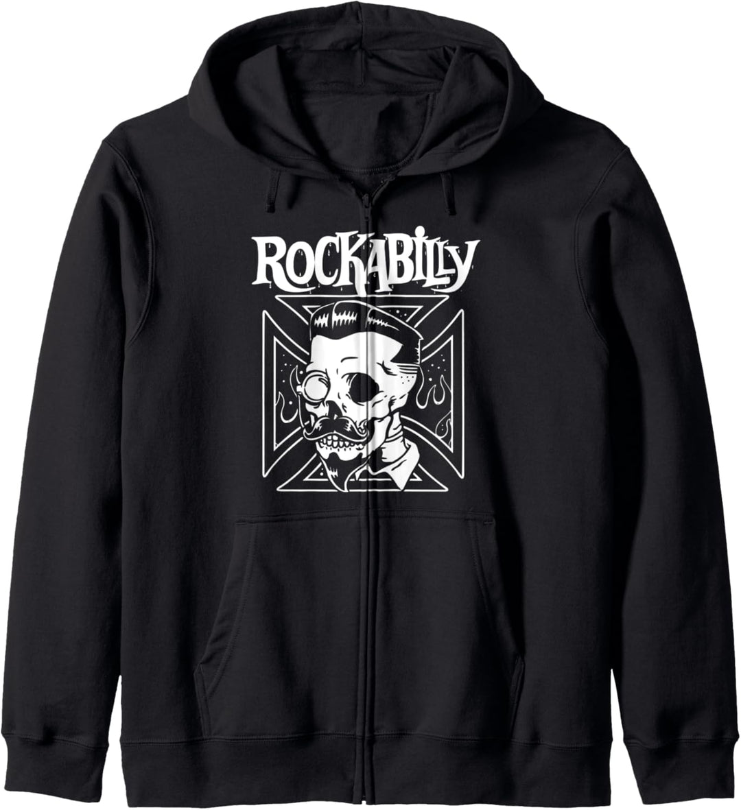 Horror Art - Rockabilly Schädel Kreuz - Psychobilly Punk Art Kapuzenjacke