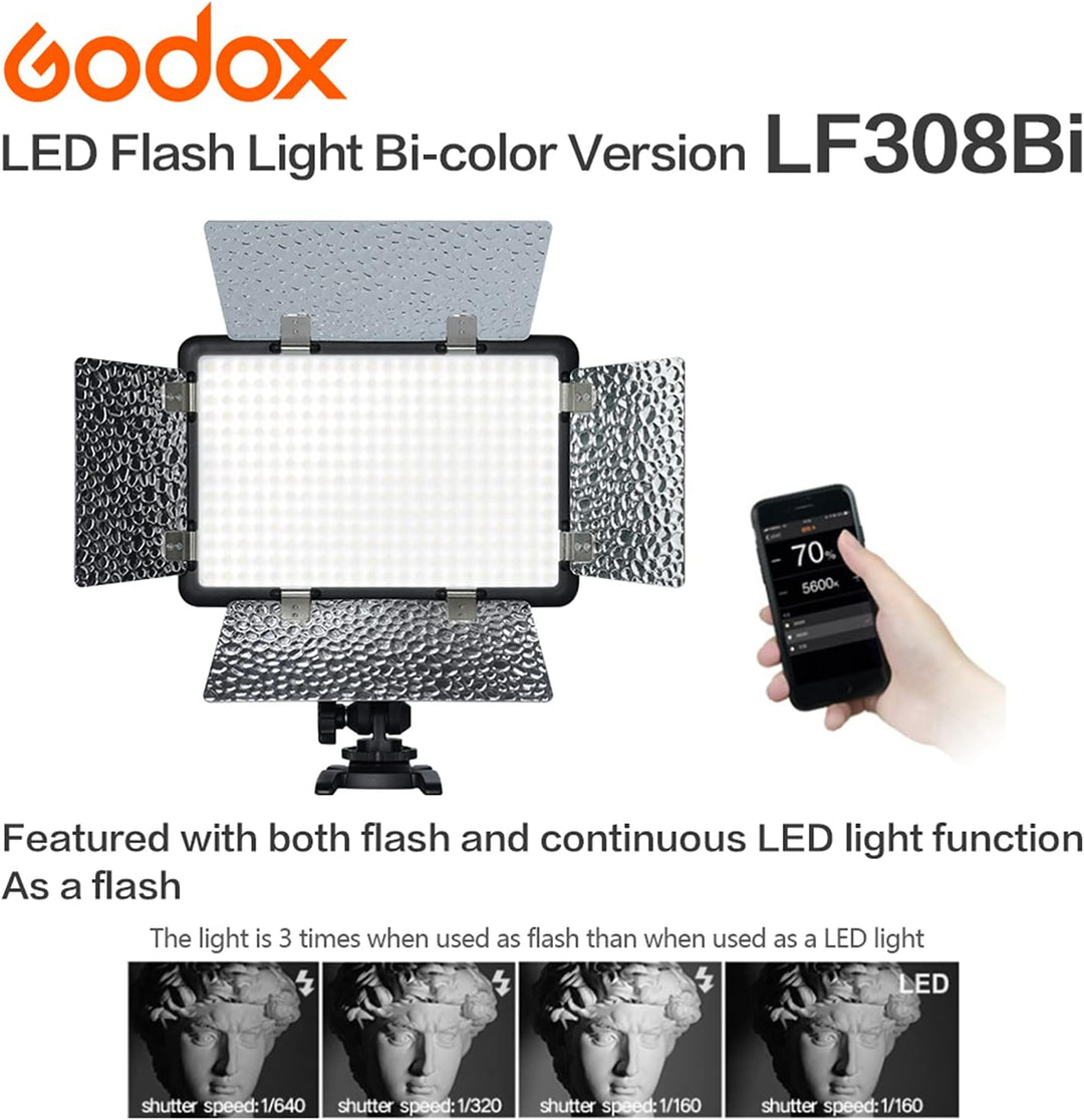 GODOX LED Blitz LF308 Bicolor Version Leuchte 308 Perlen 3300K ~ 5600K 18W LF308Bi, LF308Bi