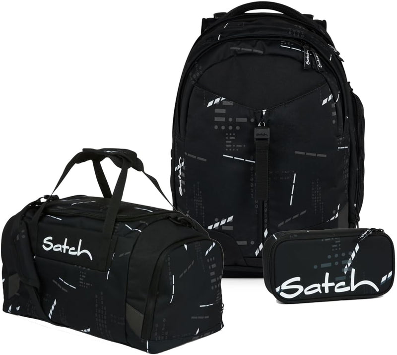 satch Match Schulrucksack Set 3tlg. inkl. Schlamperbox und Sporttasche Ninja Matrix, Ninja Matrix