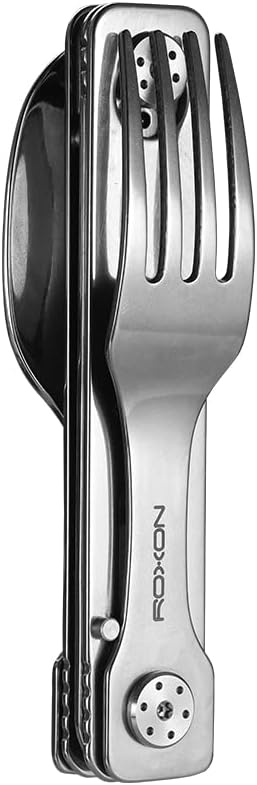 ROXON C1S 3 in 1 Camping Utensils Detachable Cutlery Knife Spoon Frok for Outdoor Camping Hiking, Ed