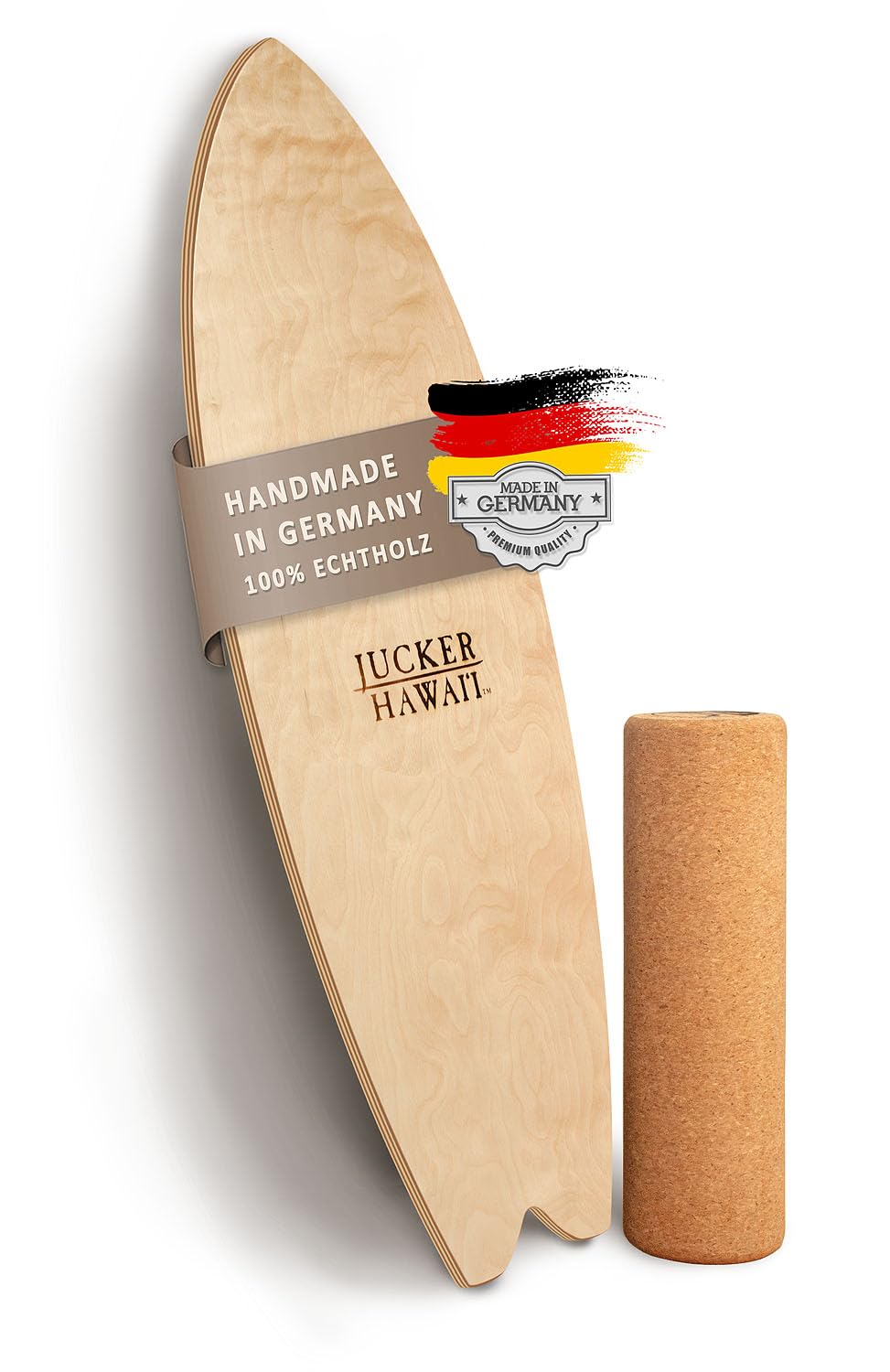 JUCKER HAWAII Balanceboards aus Echtholz mit Korkrolle - Balance Board & Indoor Surfboard Trickboard