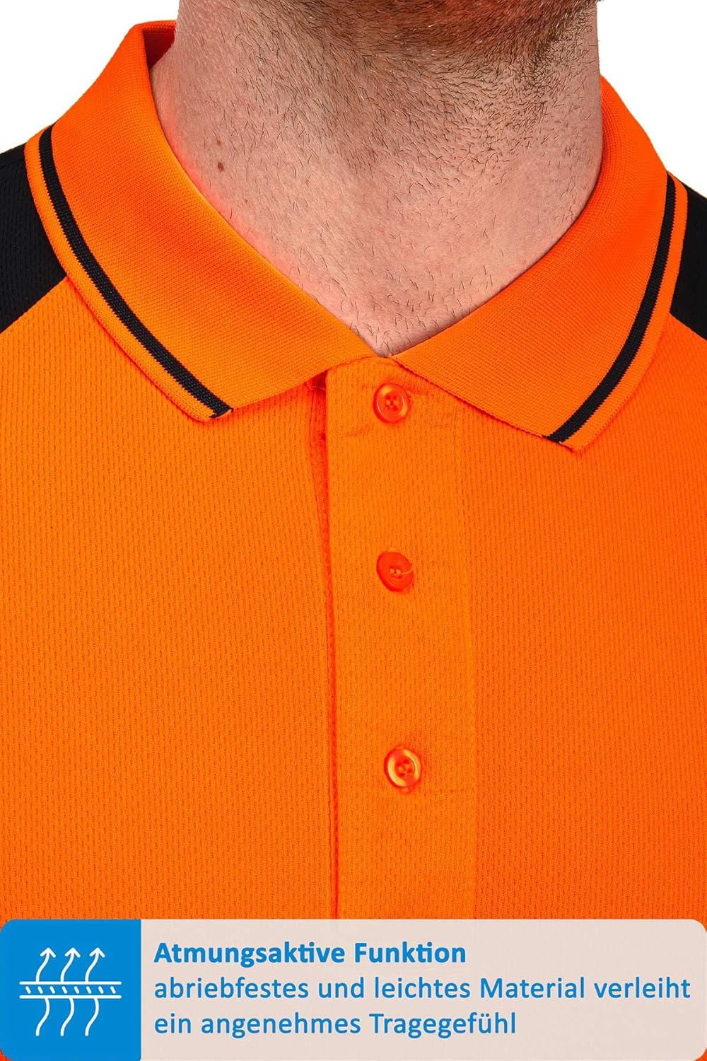 Herren Warnschutz Poloshirt, Hohe Sichtbarkeit durch Reflexstreifen EN ISO 20471 Klasse 2 M Neonoran