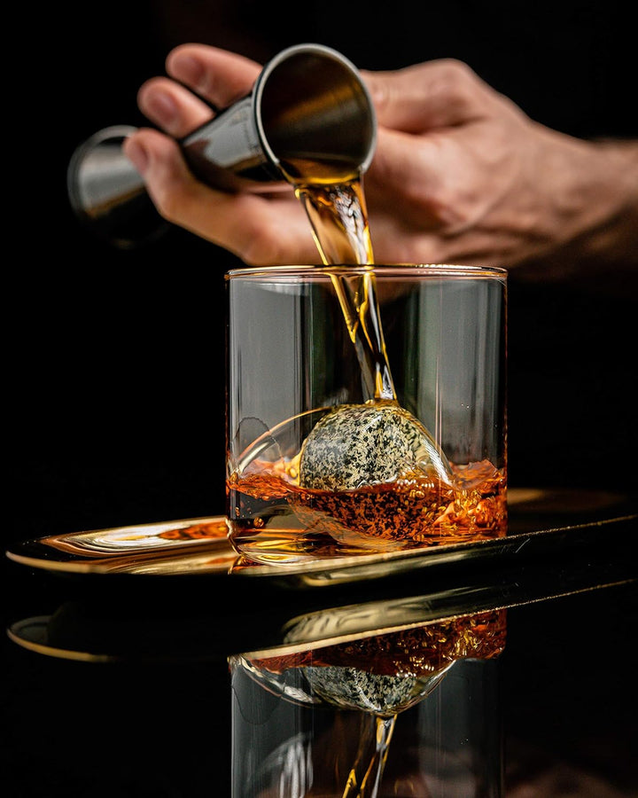 Whiskey Steine Geschenkset- 6 Handgefertigte Premium-Granitsteine - Präsentations & Aufbewahrungssch