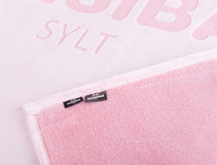 Sansibar Wohndecke Kuscheldecke Tagesdecke Micro Flausch Prägedruck 150x200 cm Weiss/Rosa, 150x200 c