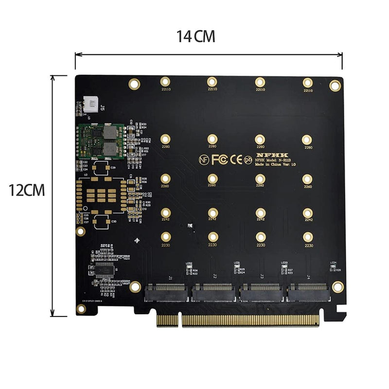 Chenyang CY M.2 NVME Gen 3.0 Adapter NVME M.2 AHCI X4 zu PCI-E Express 3.0 Gen3 X16 RAID-Karte mit L