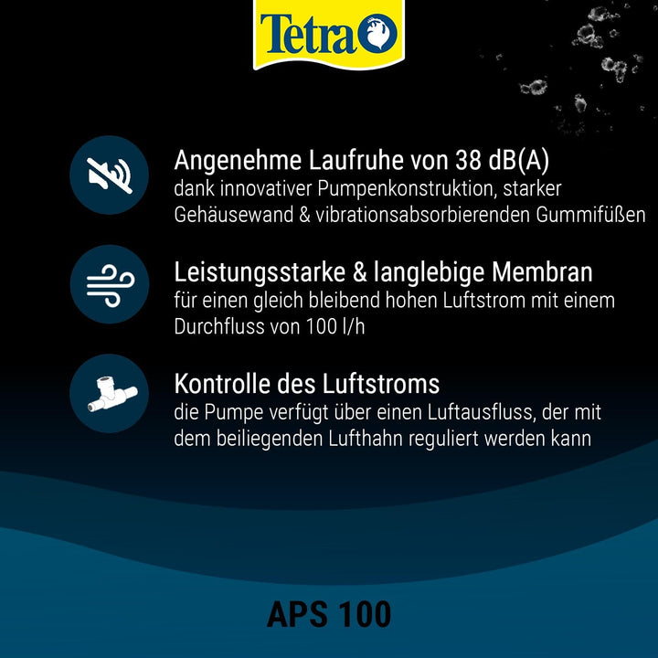 Tetra APS 100 Aquarium Luftpumpe - leise Membran-Pumpe für Aquarien von 50-100 L, weiss Weiss APS 10