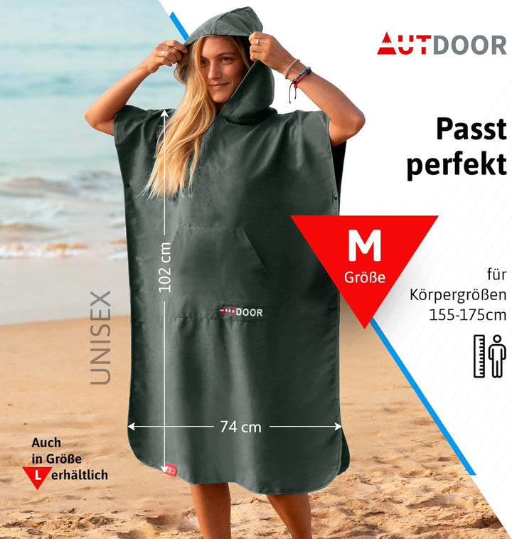 AUTDOOR® Mikrofaser Badeponcho Damen & Herren - nachhaltig aus 100% recycelten PET-Flaschen - Handtu