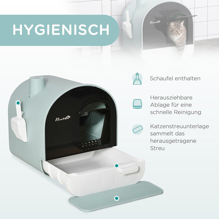 PawHut Katzentoilette Toilette mit Haube für Katzen bis 5 kg Katzenklo mit Deckel inkl. Schaufel aus