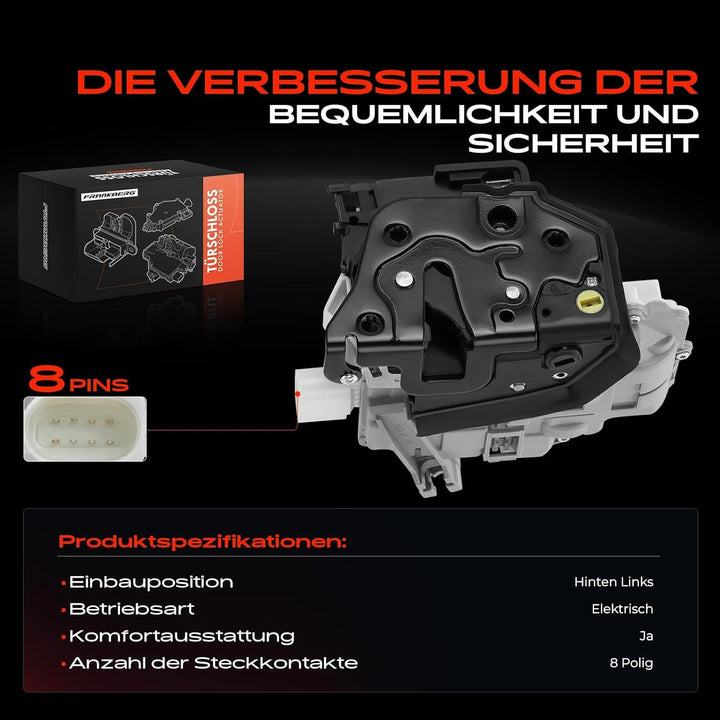 Frankberg Türschloss Stellmotor Hinten Links 8-Polig Kompatibel mit A4/A4 Allroad/A4 Avant 8K2 8K5 B