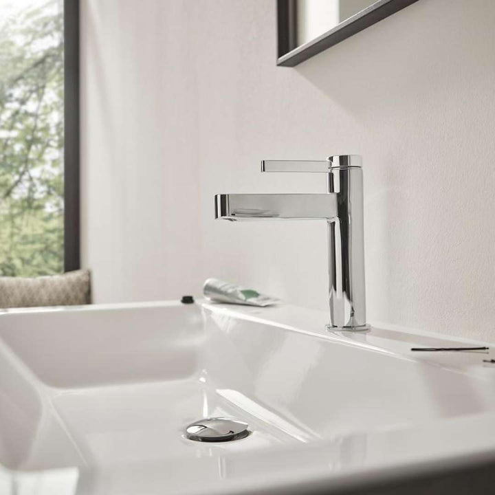 hansgrohe Waschtischarmatur Finoris, Wasserhahn Bad mit Auslauf Höhe 100 mm, mit Push-Open Ablaufgar