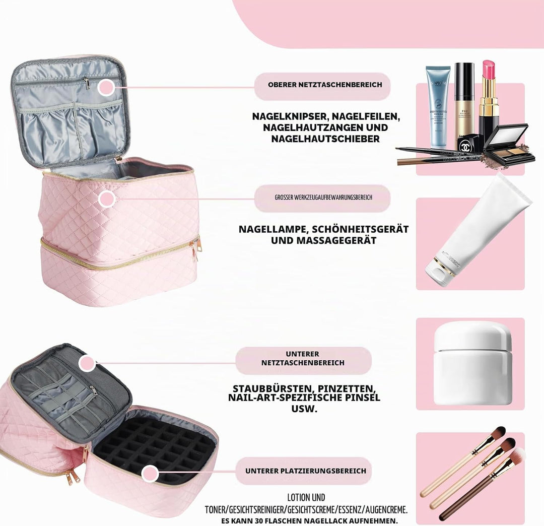 Nagellack Aufbewahrung Nagelkoffer Doppelschicht Tragbarer Nail Polish Organizer Nagellack Tasche fü